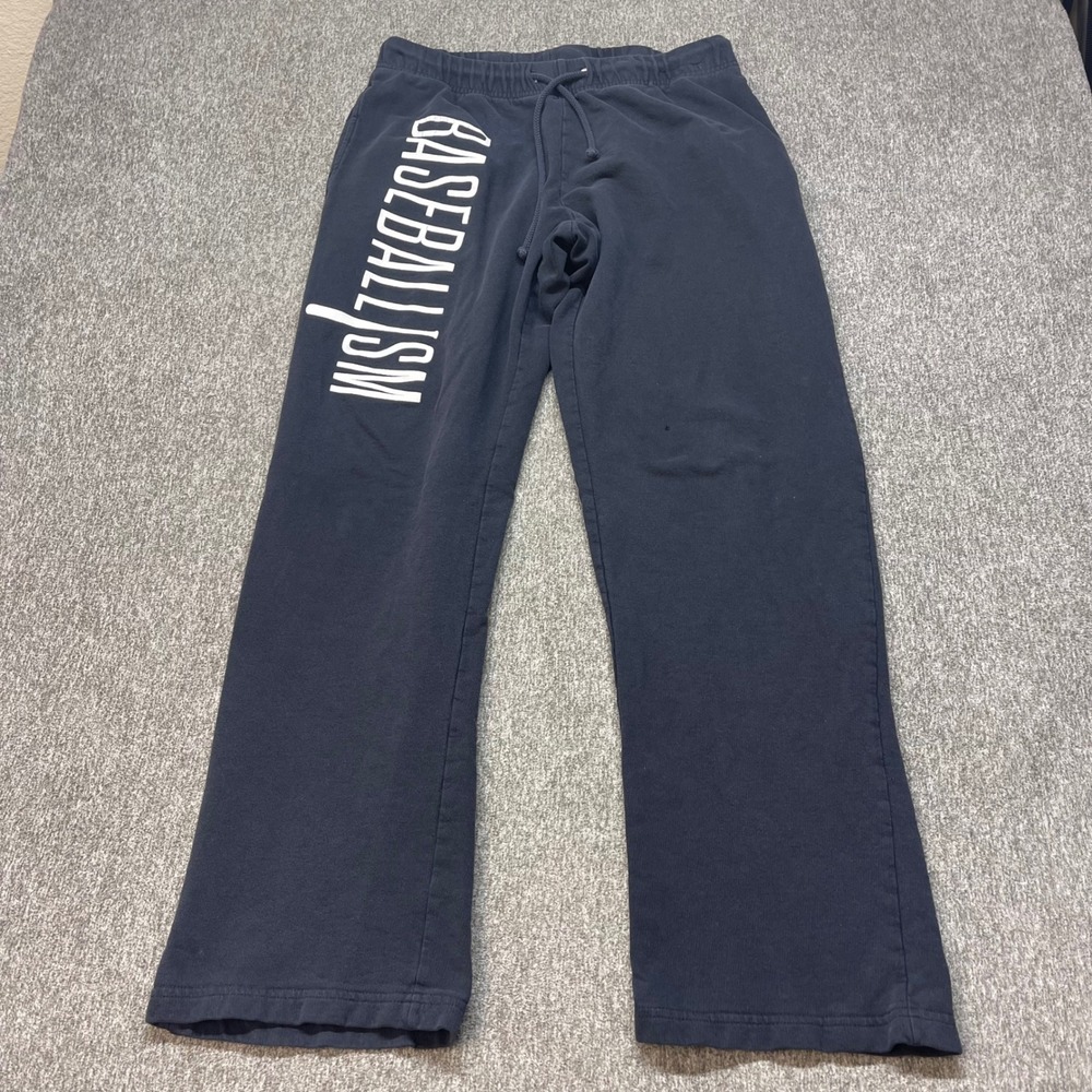 Baseballism Mens Organic Cotton Sweatpants‎ Navy Blue Graphic Joggers S